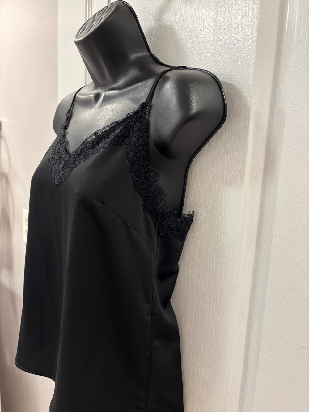 Topshop Black Lace Detail Cami Camisole Top Minimalist Layering Piece Basics